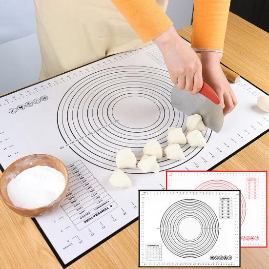 Silicone Baking Mat Non-Stick Pastry Dough Rolling Mat with Measurement Marks Heat-Resistant Cookies Fondant Making Mat Thick Baking Pad