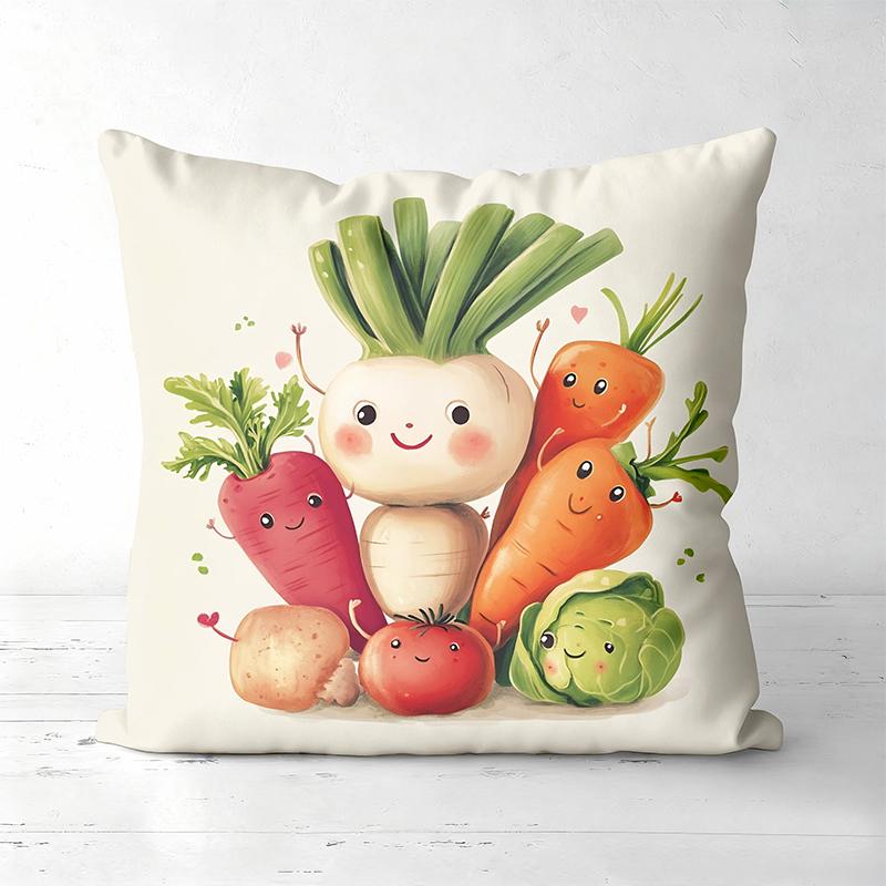 Cute Cartoon Vegetable Printed Throw Pillow Covers Polyester pillowcase, sofa decorative cushion cov Headboard Pillow