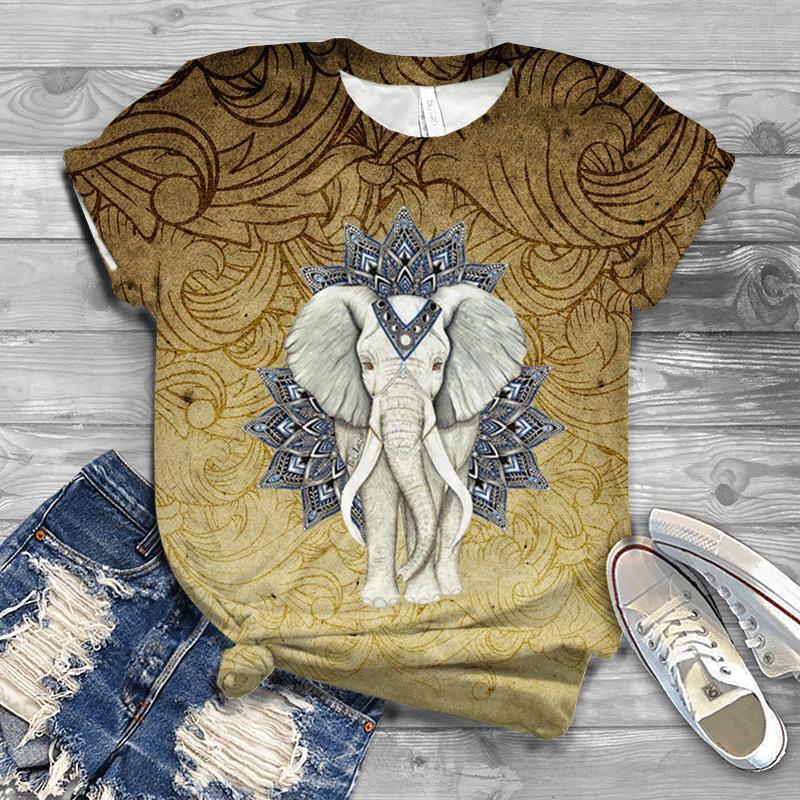 Summer Bird Pattern 3D Digital Print Women's Plus Size Fashionable Short Sleeved T-shirt