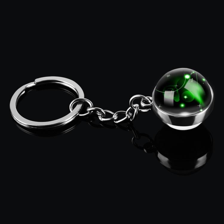 Double Side Glass Ball 12 Zodiac Signs Keychain Metal Key Chain Holder Couples Keychain Gifts Constellation Jewelry Accessories