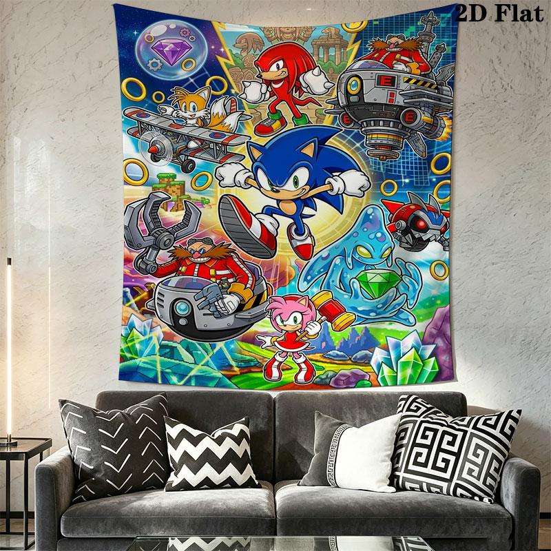 Hedgehog Sonic Valley Wall Hanging Printed Fabric Blanket Decorative Tapestries for Bedroom Living Room Home Decor