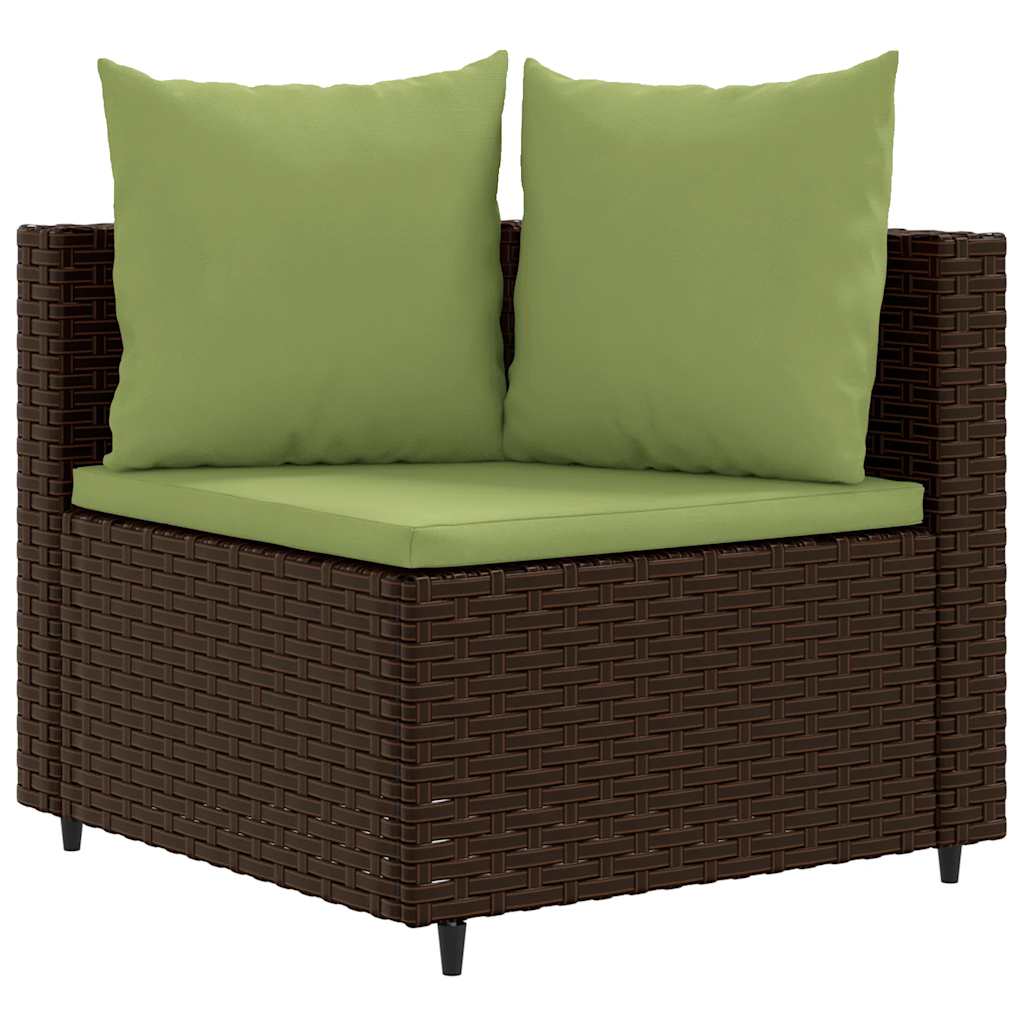 3 Piece Garden Sofa Set with Cushions Brown Poly Rattan