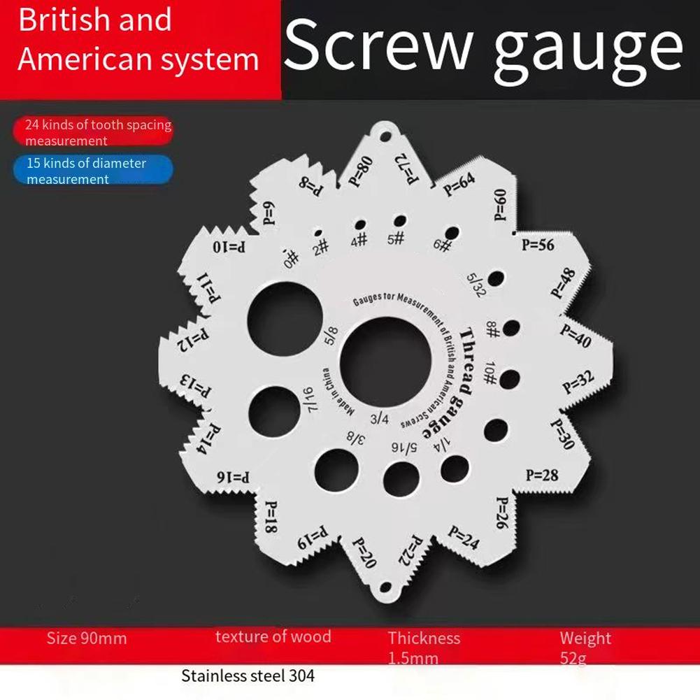Thread Screw Measurement Ruler Caliper Thread Screw Diameters Caliper Metric Gauge Tool 304 Stainless Steel Thread Gauge