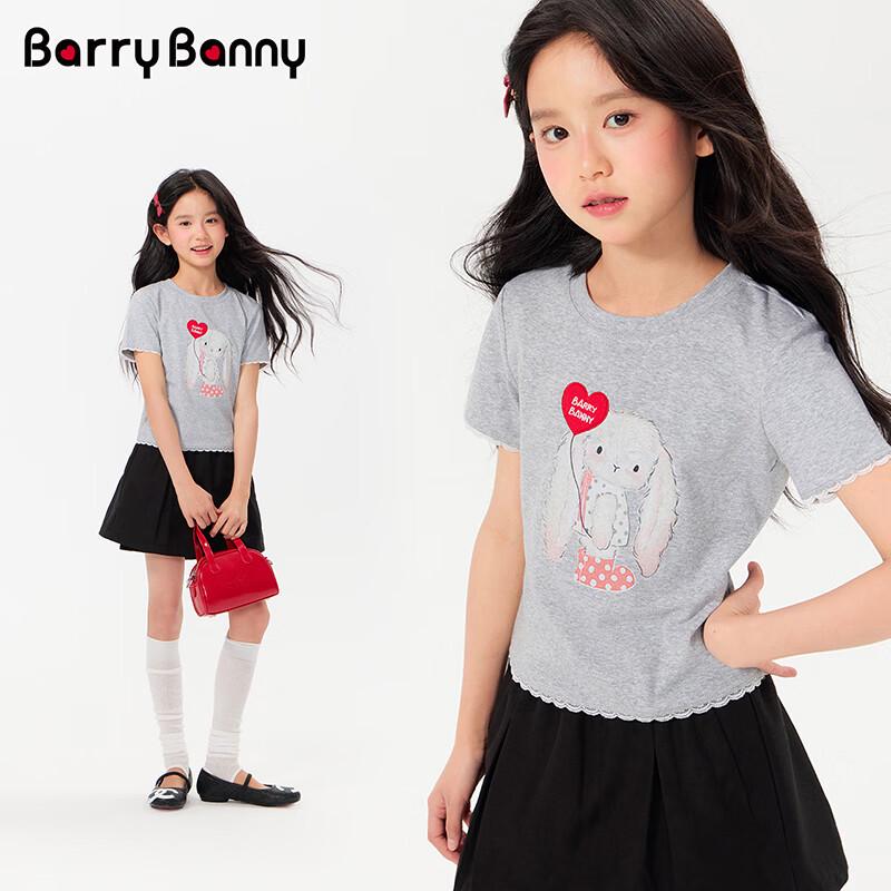 BARRY BANNY Girls  Printed Rabbit Combed Cotton Short-Sleeve T-Shirt 130