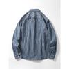 Japanese Style Vintage Stripe Denim Shirt Jacket Men Trendy Brands Autumn Long Sleeve Export Men's Clothing Casual Work Clothes Shirt