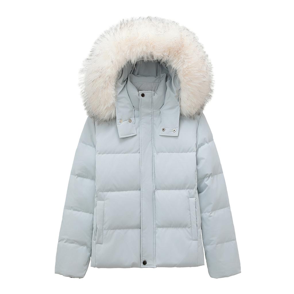 % White Duck Down, Winter New Big Fur Collar Down Jacket Women's Short Thickened Slim and Thin Jacket