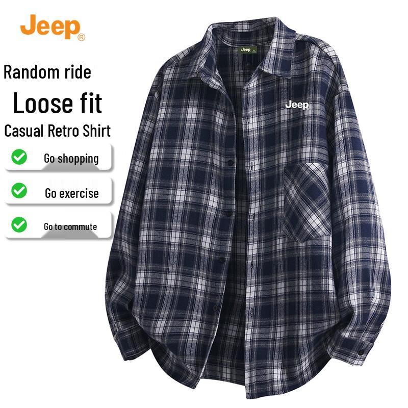 JEEP Men s Retro Plaid Long Sleeve Shirt L