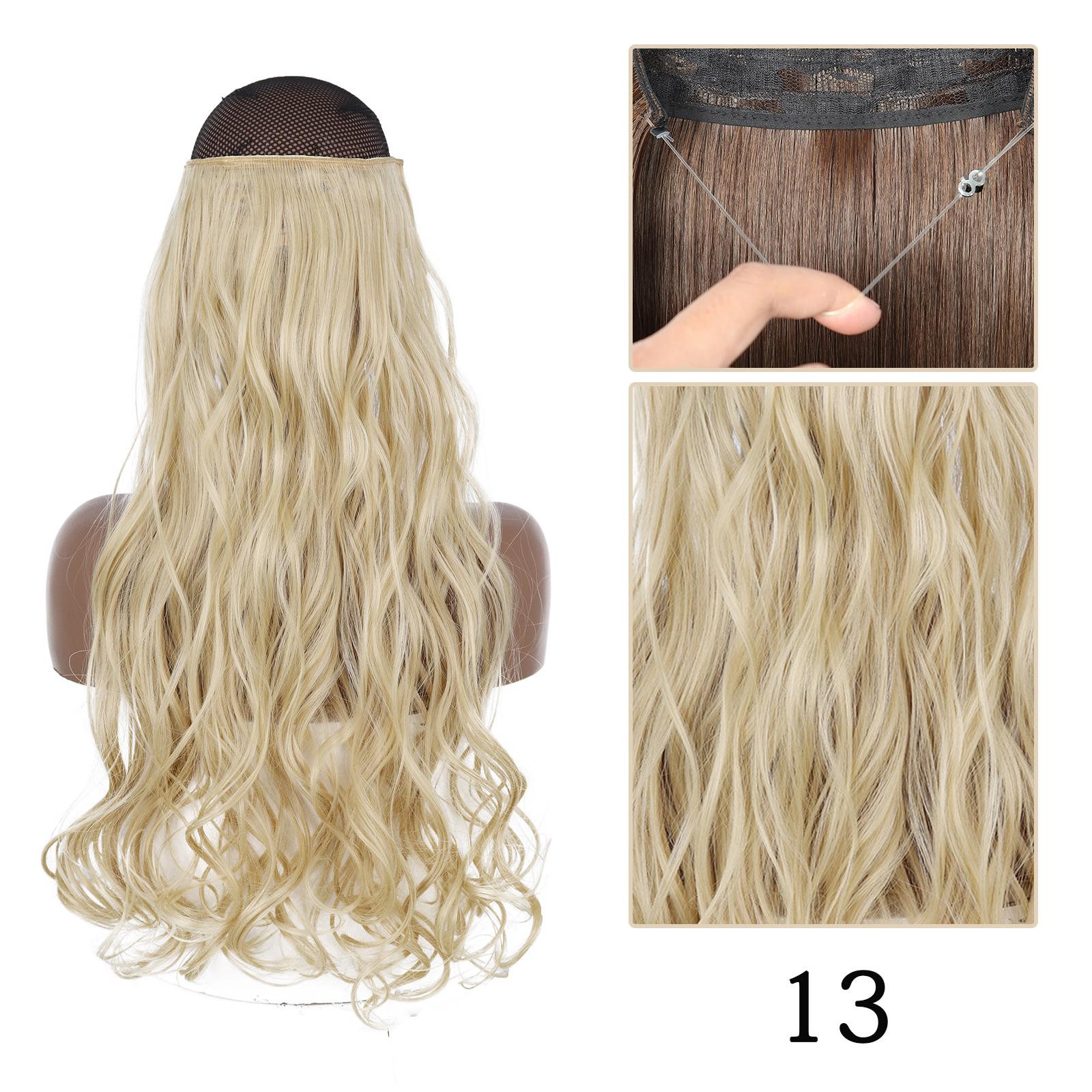 

MERISIHAIR Синтетичне нарощене волосся без затискачів Натуральний довгий хвилястий регульований невидимий волосінь для жінок 55CM