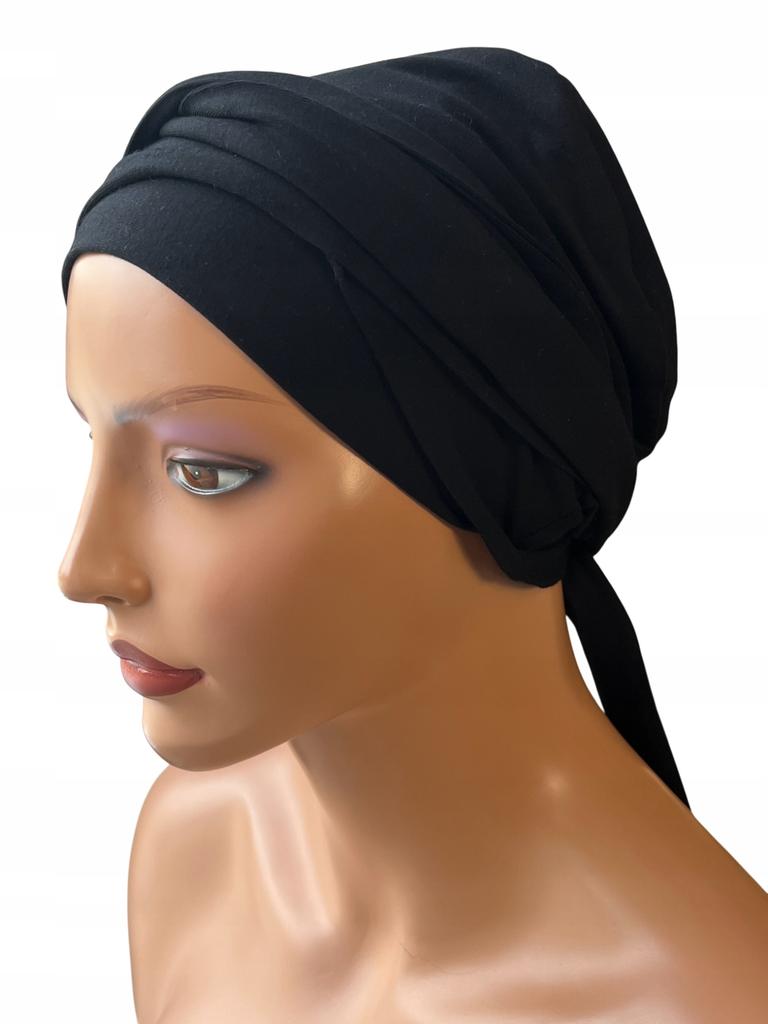 Turban Damski Benay Czarny Stylowa Chusta Wiązana Także Po Chemioterapii