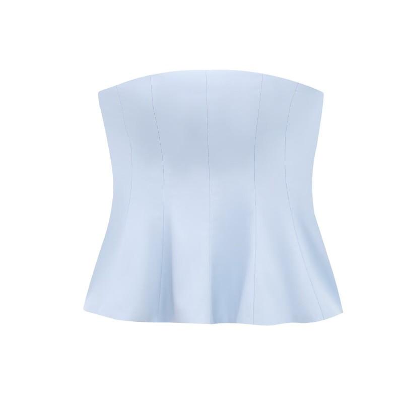 Womens Sleeveless Crop Top With Skirt-Hem Detail Solid Color Fit Office Chic