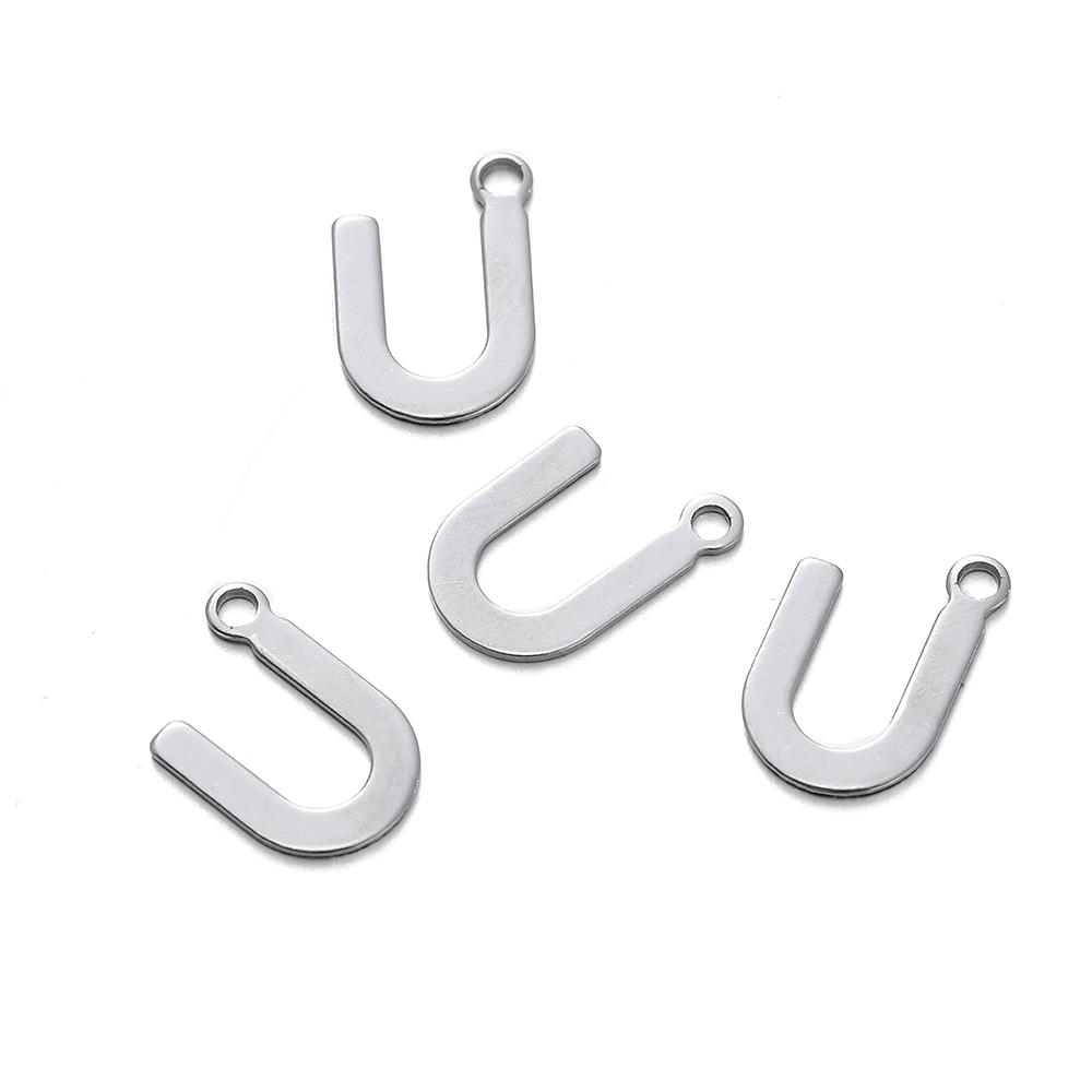 50 Stück Edelstahl 12mm Englische Buchstaben A-Z Anhänger für DIY Halsketten Schmuckherstellung Zubehör