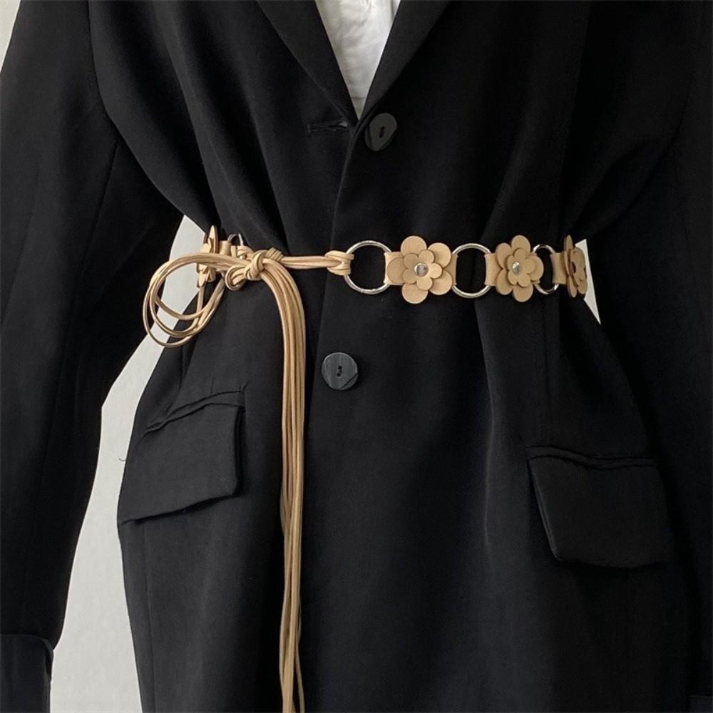 Vintage Leather Waist Rope Ethnic Dress Jeans Belt Versatile Women's Belt  Streetwear