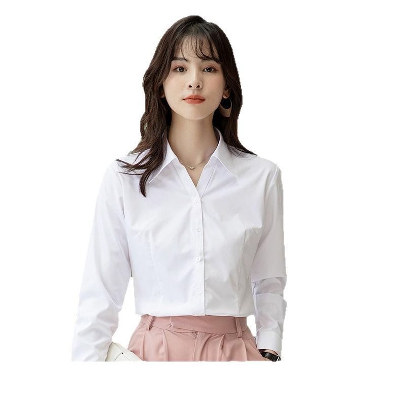 Damska Formalna Bluzka do Pracy - Opcje Długi/Krótki Rękaw w Kolorach Białym, Czarnym, Niebieskim na Wiosnę i Jesień