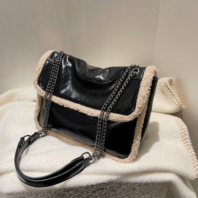 Plush Bag New Trendy High-end Shoulder Bag Women's Bag Fashionable Texture Versatile Messenger Chain Bag