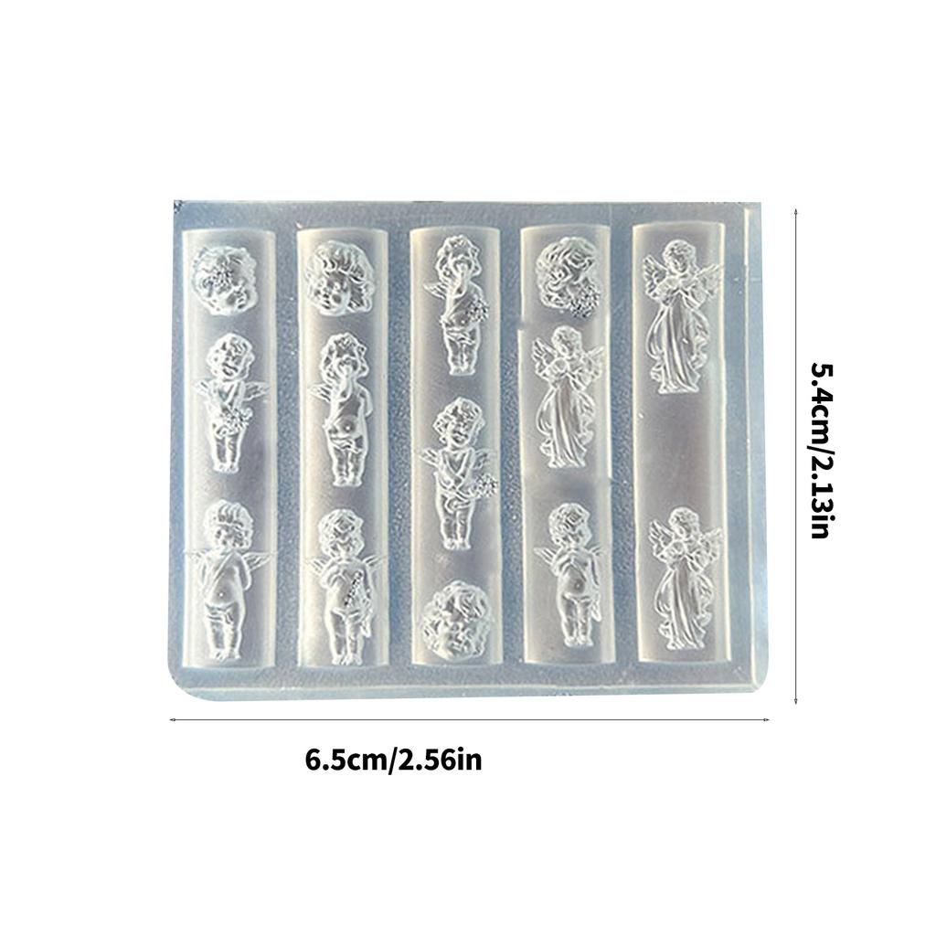 Wiederverwendbare Silikon-Nagelkunstform mit 3D-geschnitztem Engeldesign für DIY-Nagelanhänger und Schmuckherstellungszubehör