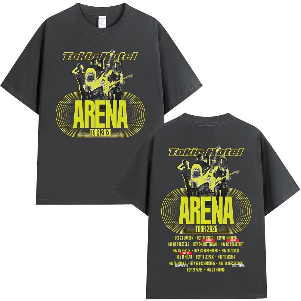 Rock Band Tokio Hotel Arena Tour 2026 Merch TShirts Unisex Unisex Fashion Vintage Short Sleeve TShirt High Quality Cotton T Shirts