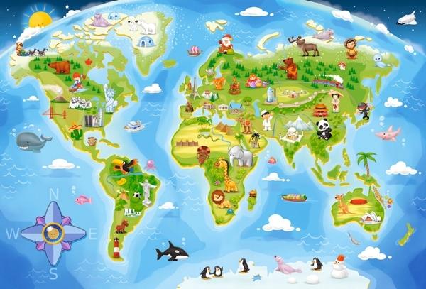 Puzzle 40 pieces Maxi B-040117 World "World Map"