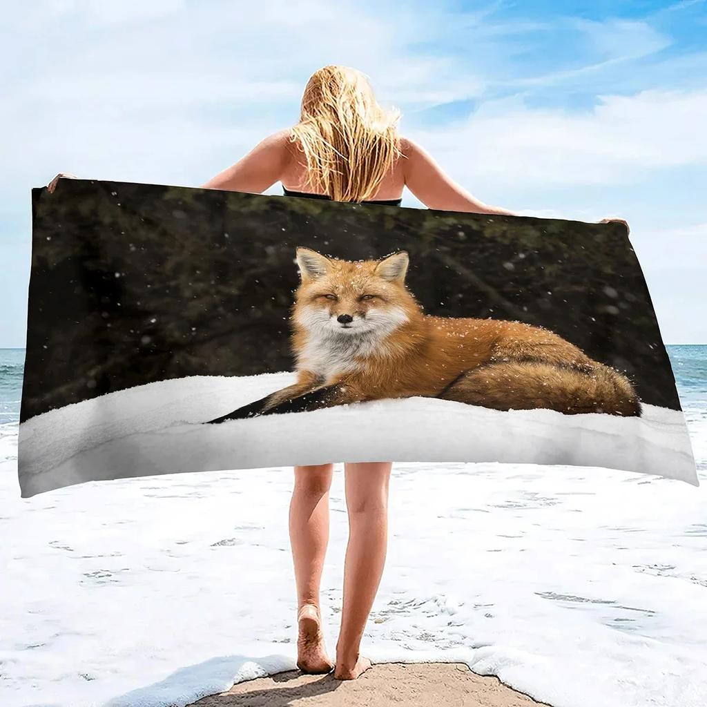 Cute Fox Beach Towel Wild Animal Bath Towels Bathroom Sport Bar Towel for Adult Kids Microfiber Shower Quick Dry Swimming Cover