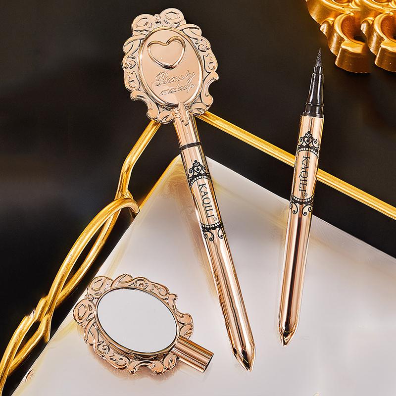 Soft Fine Eyeliner Pencil With Mirror Quick Dry Long Lasting Black Waterproof Korean Makeup Eyeliner Beauty Cosmetics Tool