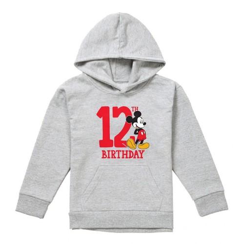 Disney Childrens/Kids Mickey Mouse Shirt Heather 12th Birthday Hoodie