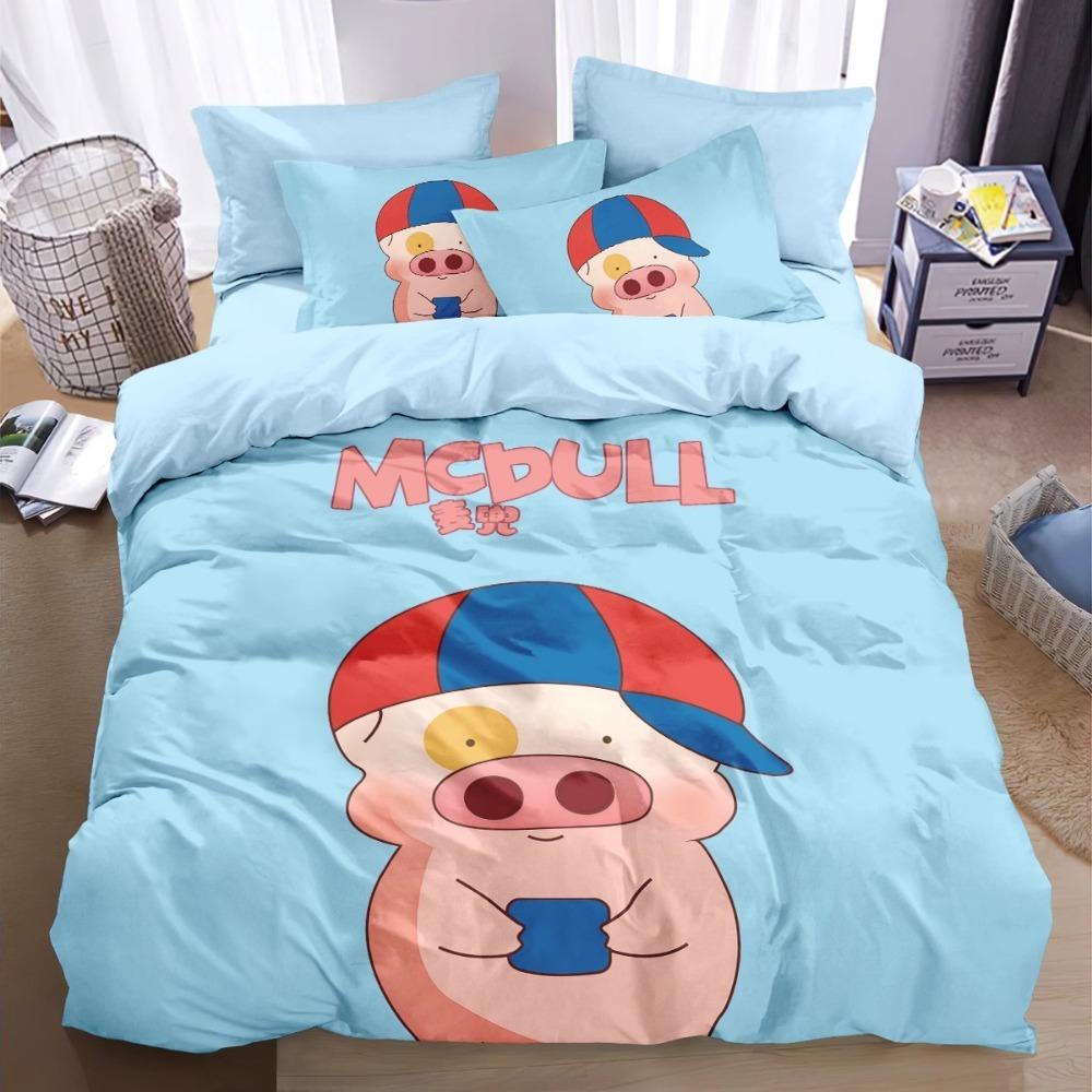 Piggy Duvet Cover Pillowcase Bedding Set BoyGirl Bedroom Decoration Children-Gift Single Double Large SizeZip Duvet Cover