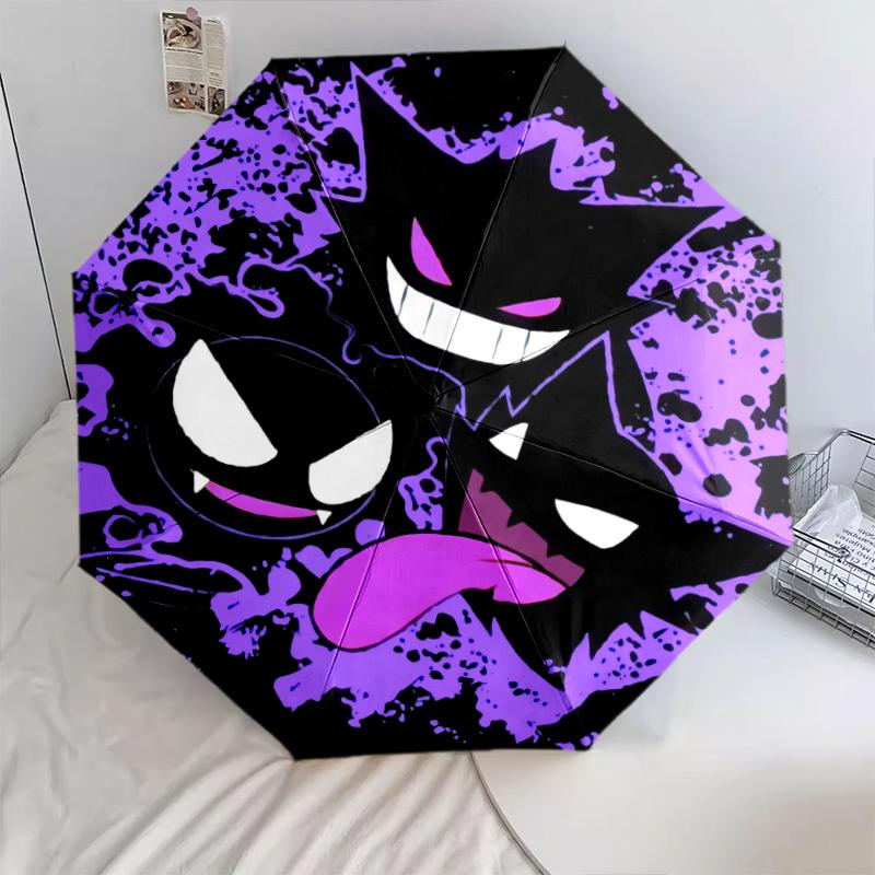 

Gengar Pokémon pattern, automatic folding umbrella, portable and foldable design, 8 ribs, a Christmas or birthday gift.