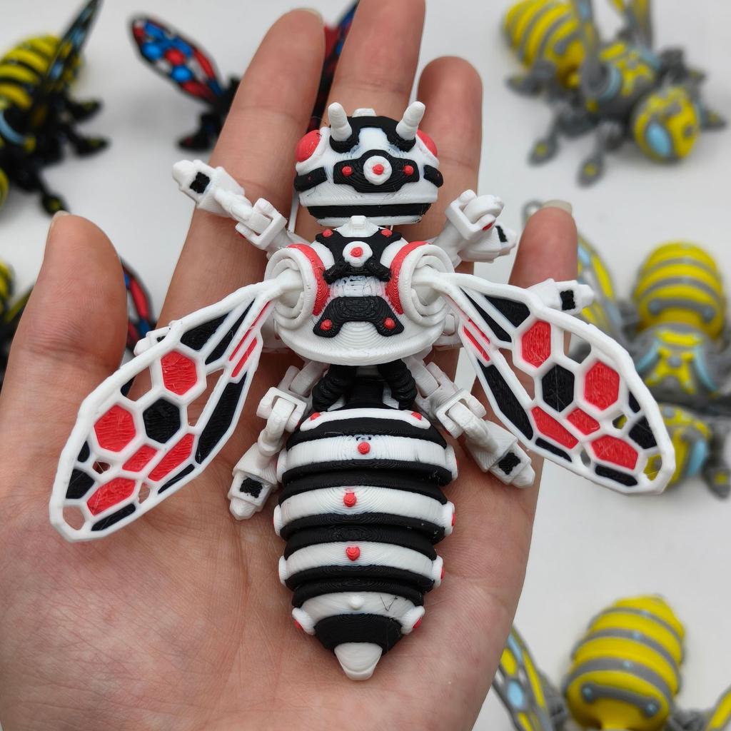 10cm 3D Printer Insect Bee Figure Model Movable Joints Simulation Mechanical Big Yellow Bee Toy Desktop Decorations