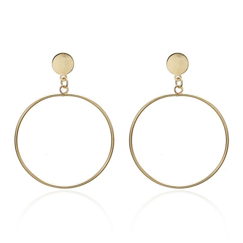 European and American Simple and Versatile Plain Ring Earrings, Sequins Exaggerated Large Circle Earrings, Personality and Temperament, Versatile 