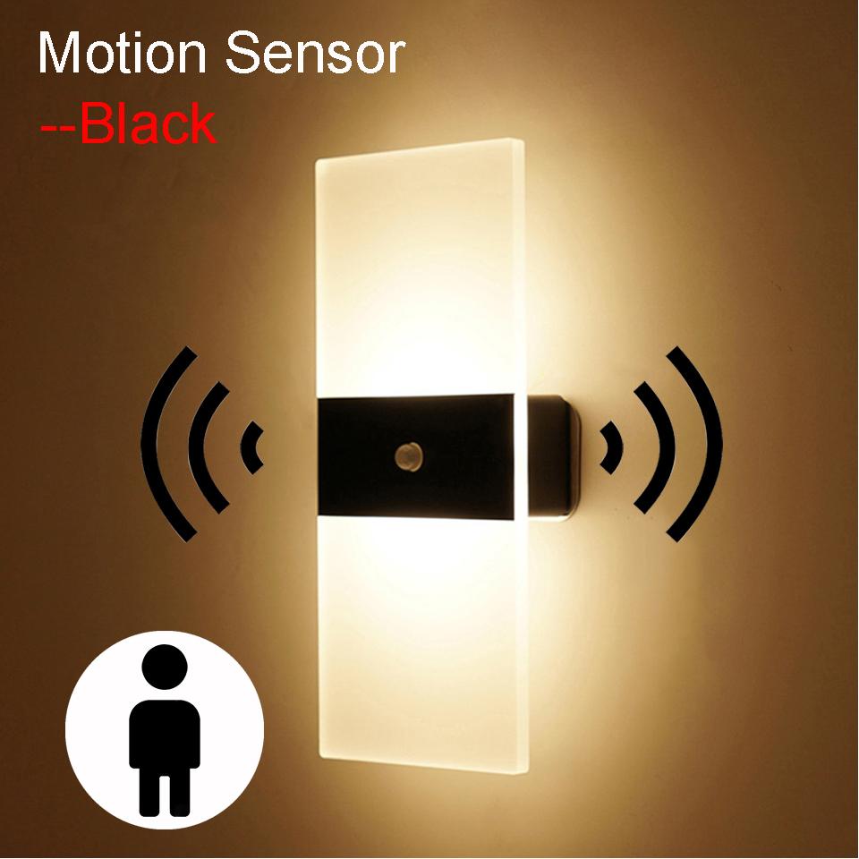 USB Recharge Wall Lamp Touch Motion Sensor Switch Indoor Acrylic Night Lights Bedroom Bedside Wall Sconce Nordic LED Wall Light