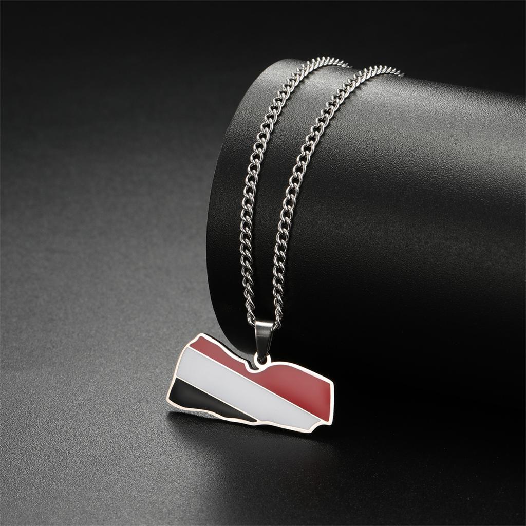 Drip Oil Yemen Map Necklace Stainless Steel Gold Silver Color Fashion Yemeni Flag Pendant Charm Patriotic Gift Wholesale