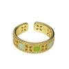 Retro Gold Enamel Open Ring Pattern Niche Design Inlaid Fashion Elegant Exquisite High Sense Ring Women