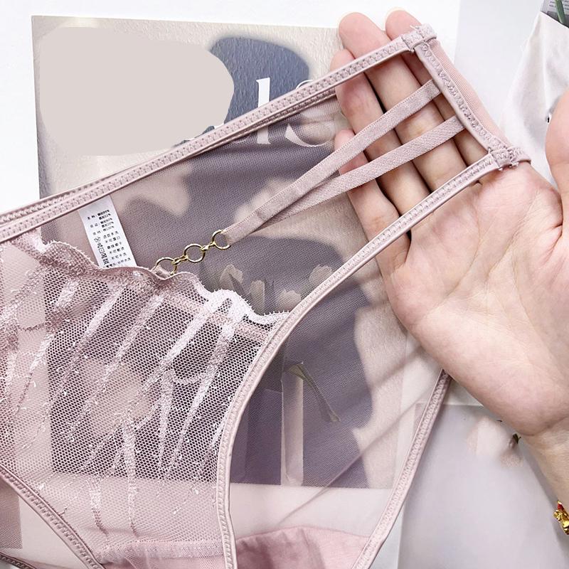 TERMEZY Sexy Hollow Out Women Panties Transparent Mesh Briefs Solid Color Breathable Underwear Low Waist G-string Soft Lingerie