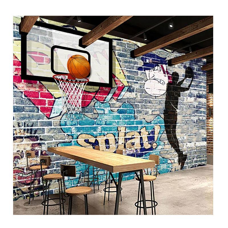 

Обои Абстрактное Граффити Искусство Кирпичная Стена Баскетбол Настенная Фреска Задник Декоративная Фреска для Гостиной 200 cm(W) x 140 cm(H)