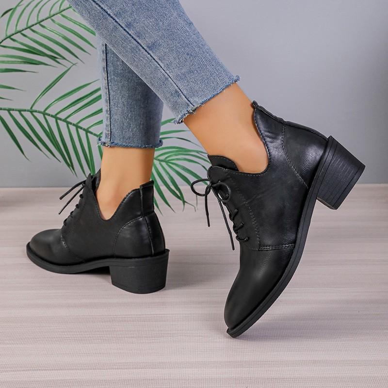 Autumn Winter Short Tube PU Leather Martin Boots For Women Cross-Border Large Size Slope Heel Chelsea Boots 35-43