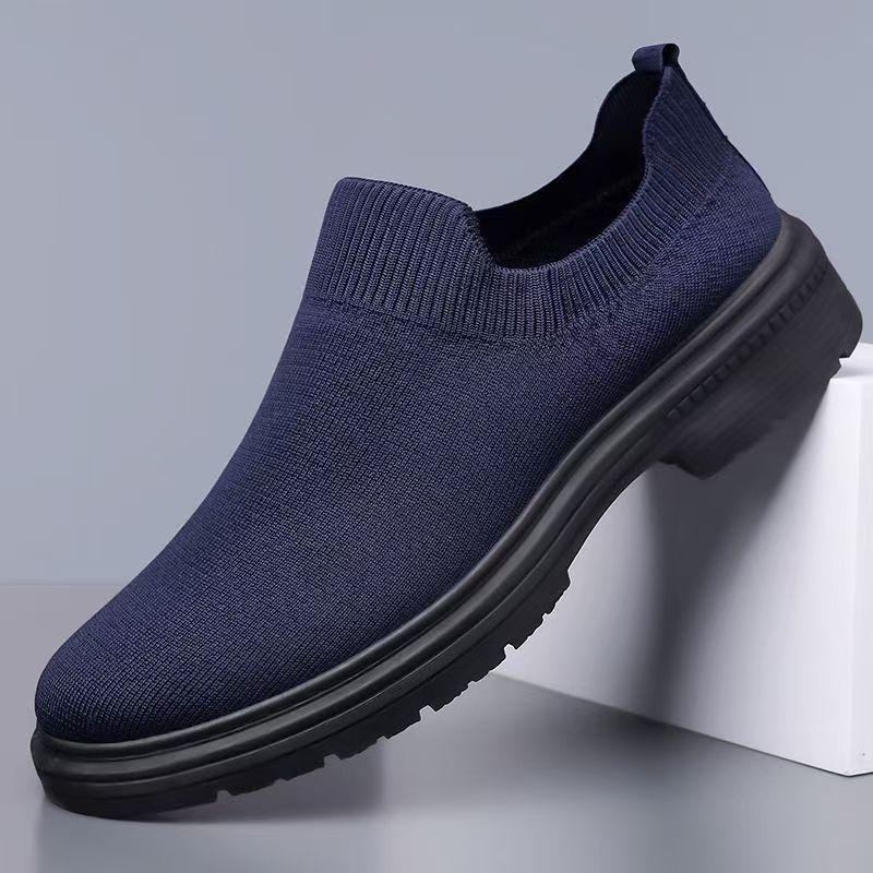 Breathable Canvas Men's Shoes Summer Mesh Socks Shoes Comfortable Casual Sneakers Men's Slip on Loafers Athletic Training Shoes