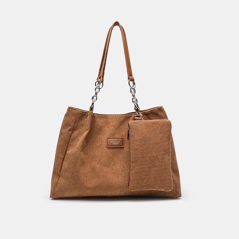 

2026 Fall/Winter Women s Corduroy Commuter Tote - College Class Large Capacity Shoulder Bag 36*12*28cm коричневый