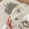 Autumn and Winter Embroidered Cat Polka Dot High Rubber Band Versatile Socks, Women's Mid-calf Socks, Bubble Mouth Lace Long Socks