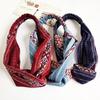 Bohemian Style Elastic Headbands  Cross Floral Turban Girls Flower Hairbands Striped Headwrap Hair Accessories for Women