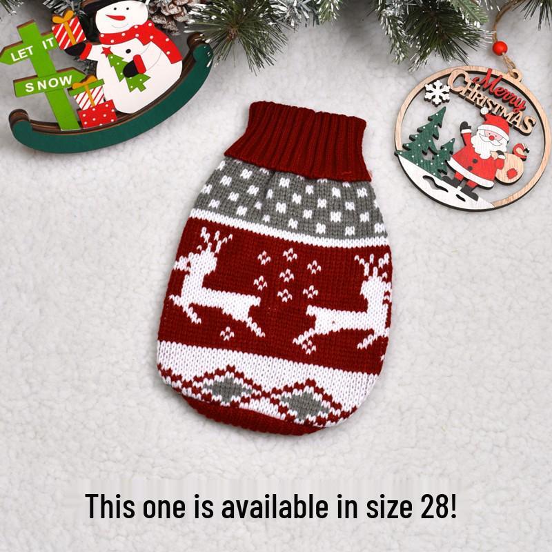 סוודר חג מולד סרוג חם לחתולים וכלבים - ביגוד לחיות מחמד לסתיו/חורף