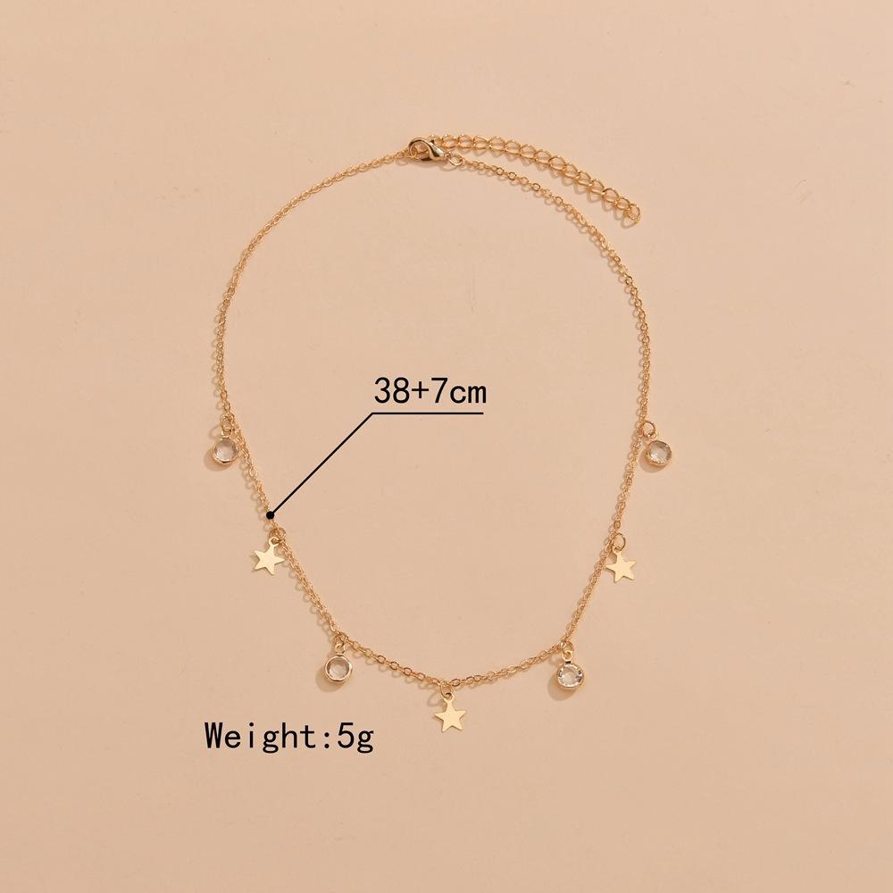 New product, star rhinestone pendant, women's elegant collarbone chain, metal necklace.