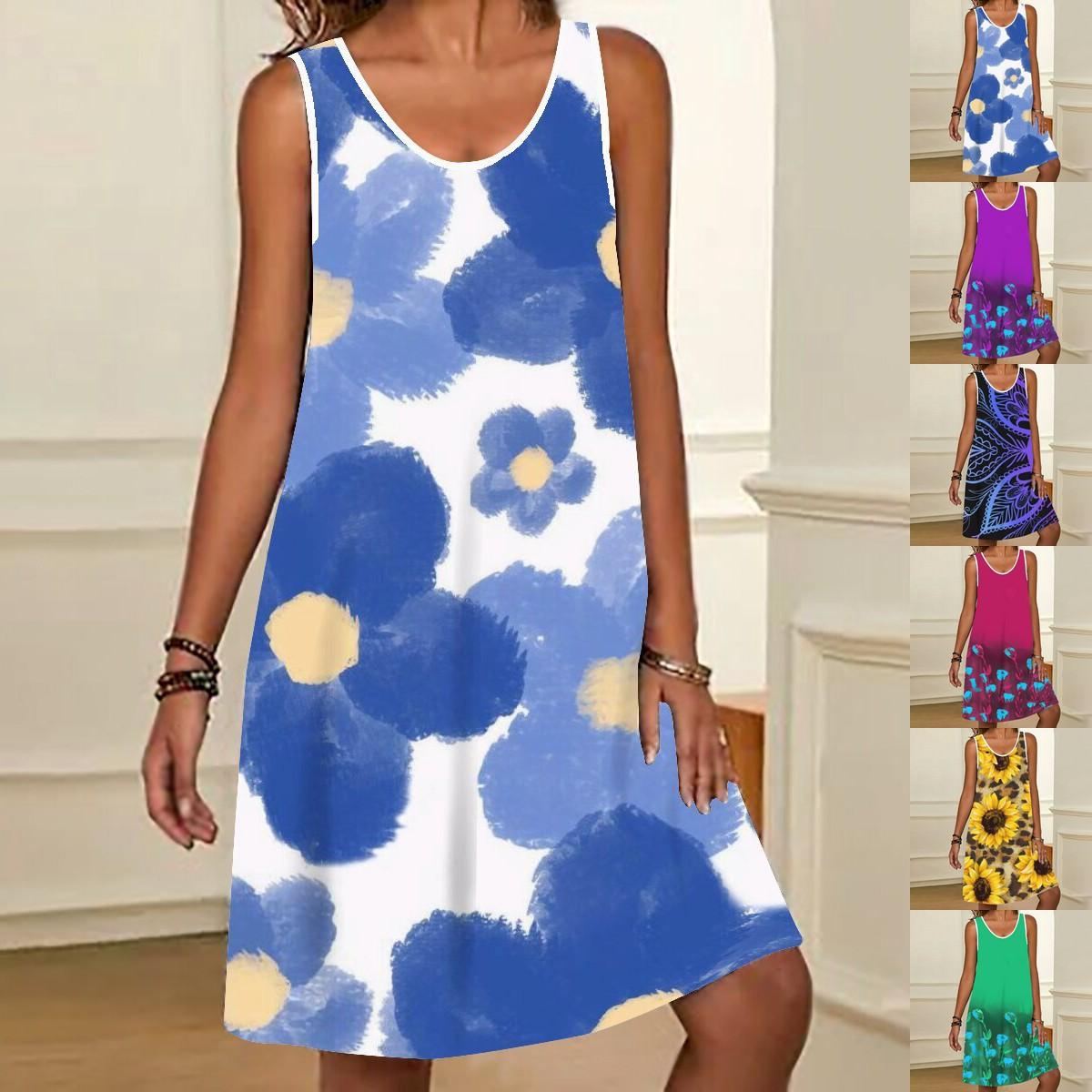 

Лето 2023, новое модное женское платье с принтом, повседневное платье S-2XL