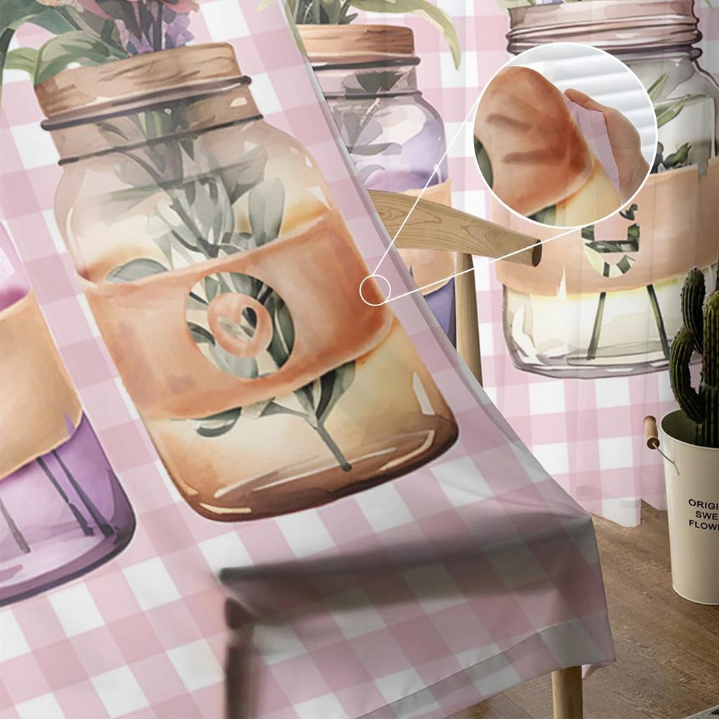 Valentine'S Day Floral Plaid Tulle Curtains For Living Room Sheer Curtain For Bedroom Kitchen Blinds Voile Curtains