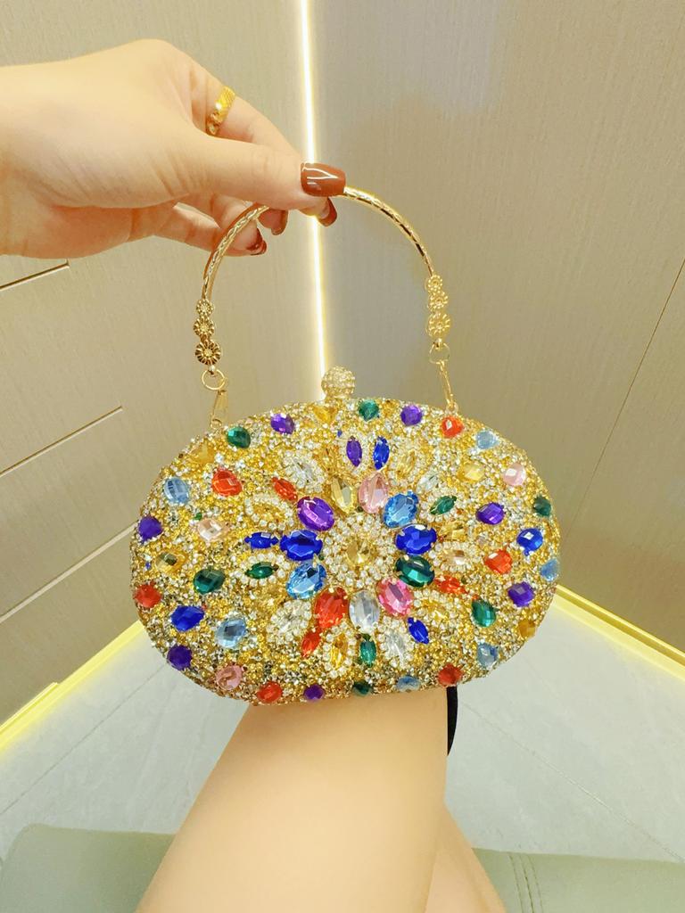 Textured Water Diamond Bag Banquet Clutch Bag Diamond-encrusted Hand-held Dinner Bag Cheongsam Bag