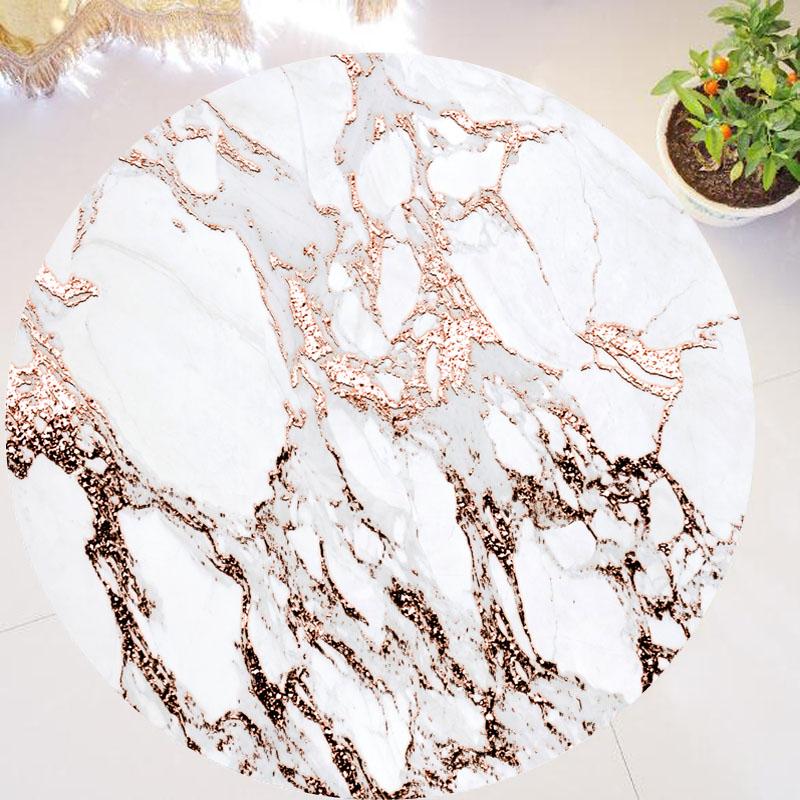 Abstrakter natürlicher weißer Marmor mit goldener Textur, runder Wohnzimmerteppich, Marmor-bedruckter Teppich, rutschfeste Matte, Eingangsmatte