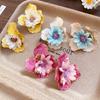 Korean Style Exaggerated Ear Pendant Iron Cloth Floral Ear Studs Colorful Flower Earrings  Daily