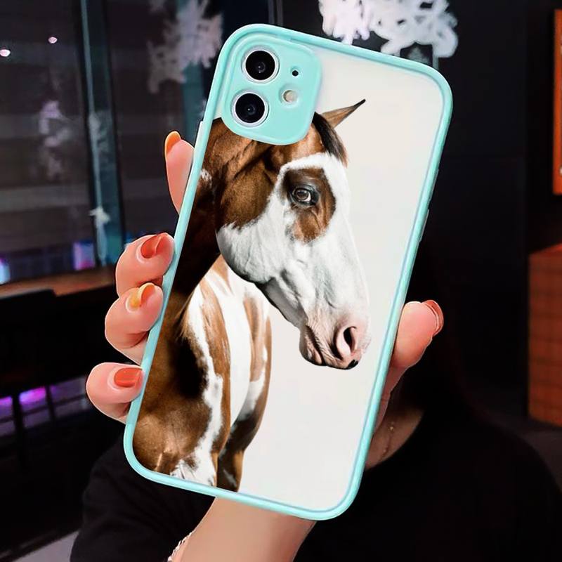 Horse Art Cartoon Design Pattern Phone Case Matte Transparent  For Iphone 7 8 11 12 Plus Mini X Xs Xr Pro Max Cover