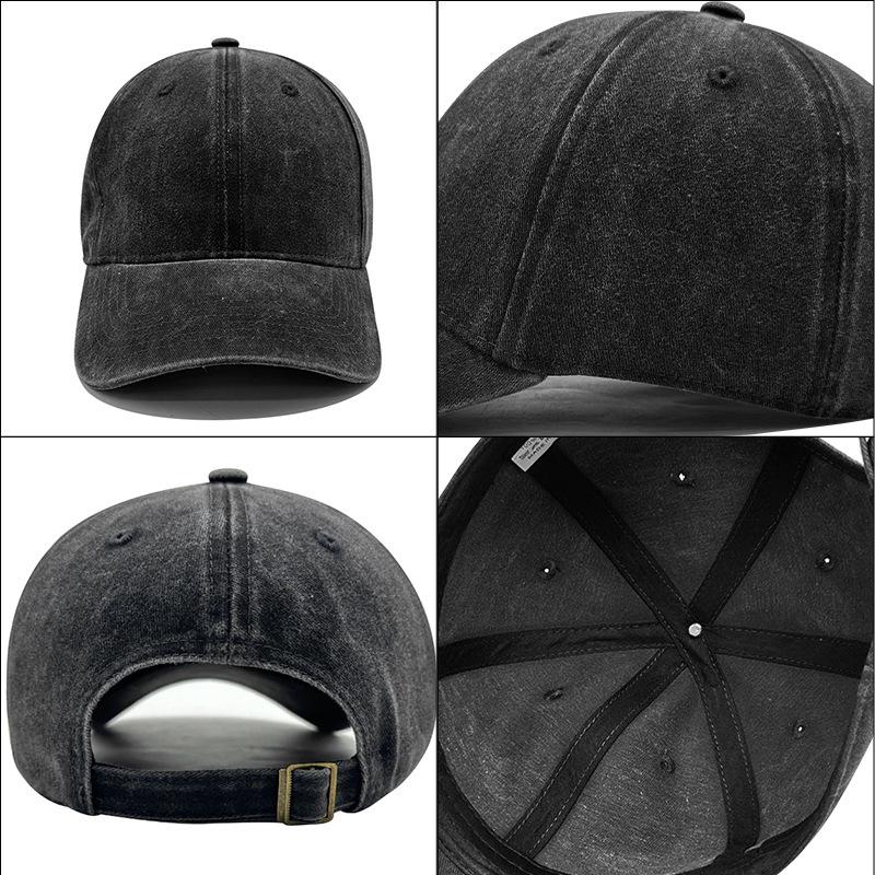 Unisex Washed Cotton Denim Baseball Cap - Distressed Plain Solid Color, Soft Sunshade Hat