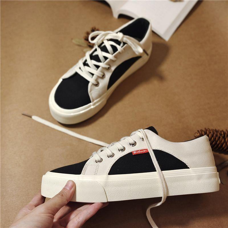 

Korean Style Women s Low-Top Canvas Sneakers - Versatile Black Shoes for Students, Spring/Autumn 2025 Trend 35