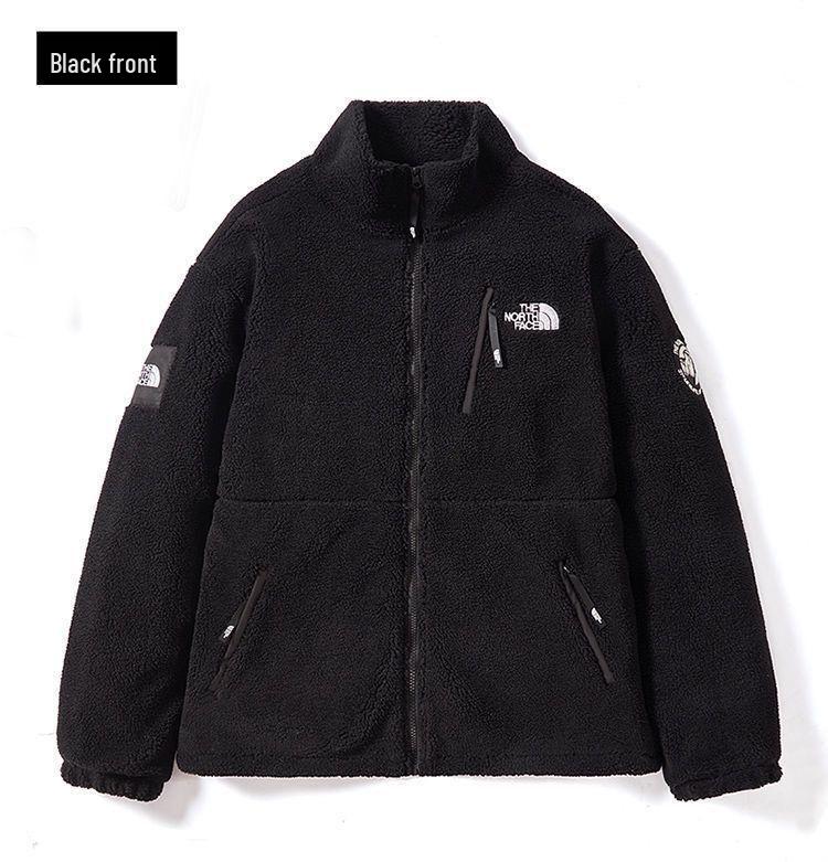 Unisex trendy tlustá bunda s výstřihem do stojáčku, podšitá fleecem, vyšívaná, z jehněčí vlny, pro páry