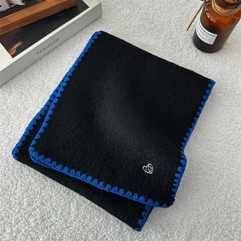 

Имитация кашемирового шарфа для женщин Новый осенне-зимний высококачественный теплый шарф для мужчин 160*25cm чёрный